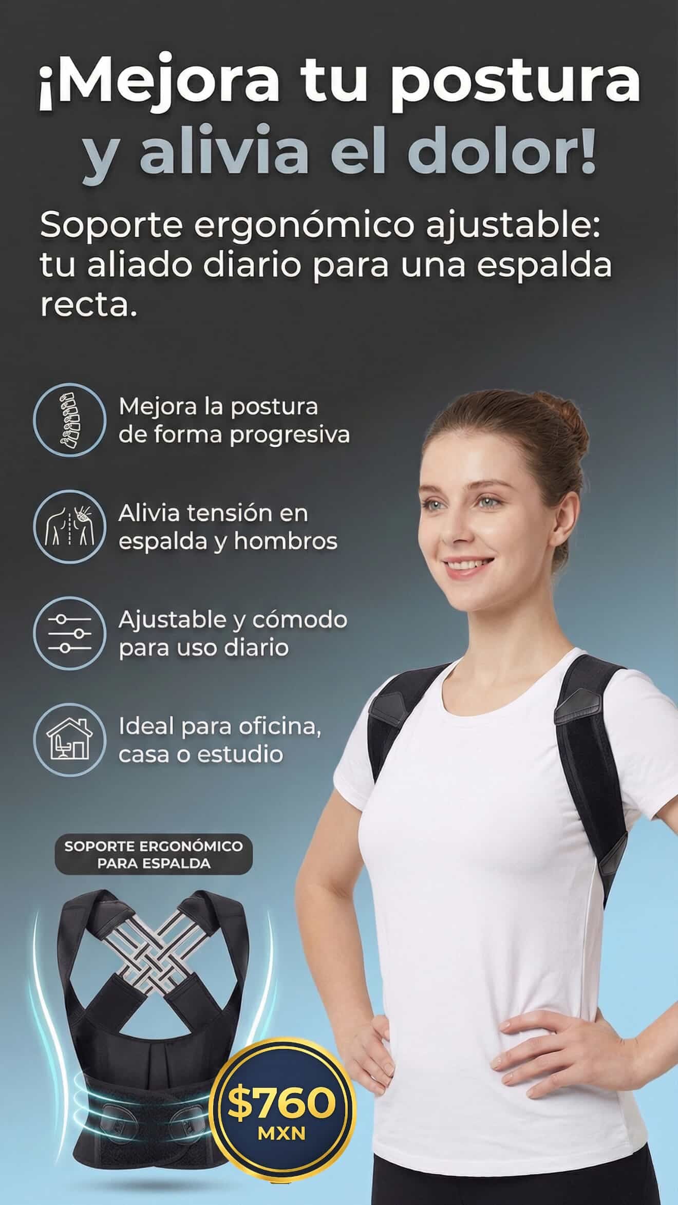 Corrector de postura o Soporte ergonomico espalda