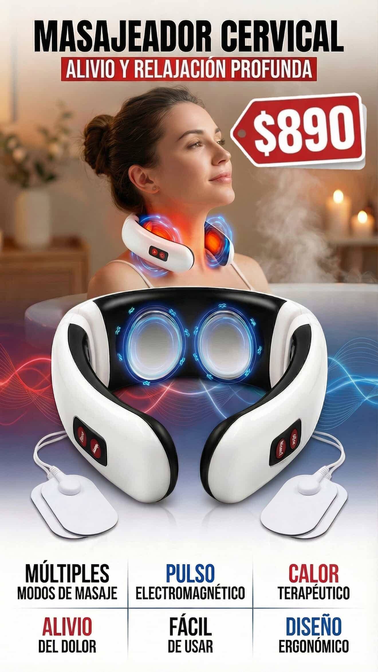 Masajeador electroestimulador de cuello