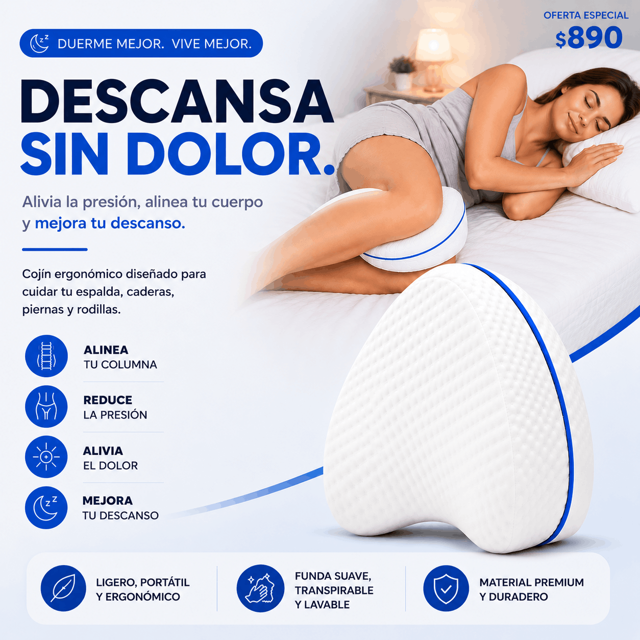 Almohada Ortopedica Pierna Y Rodilla