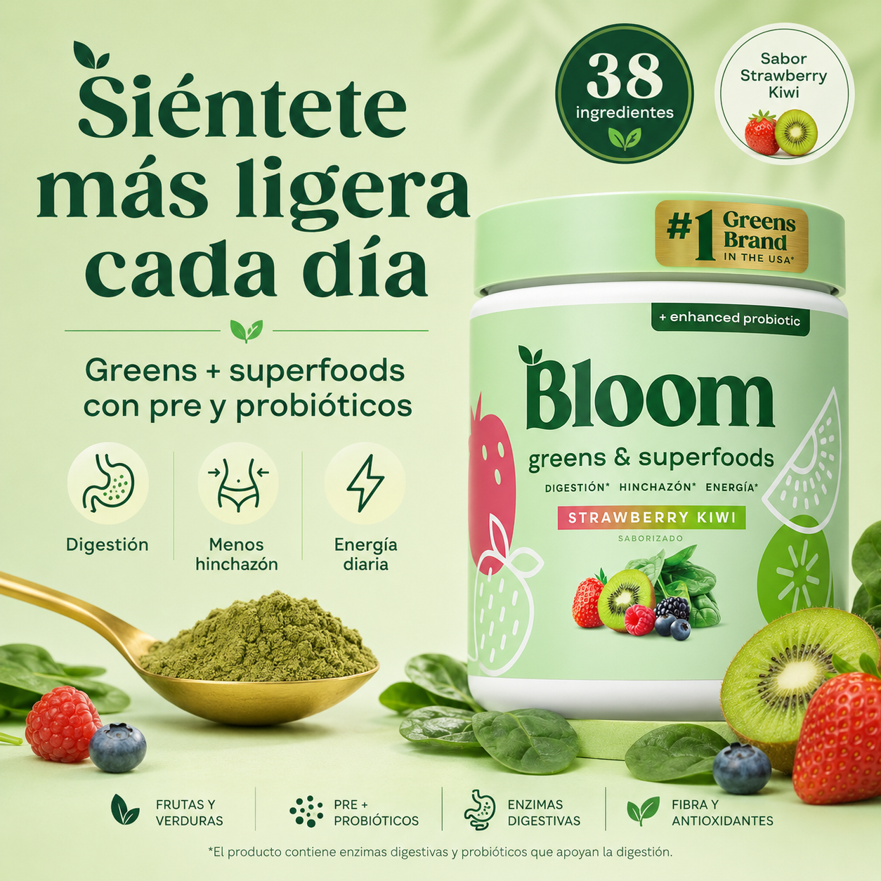Suplemento Bloom Fresa Kiwi 225 gr